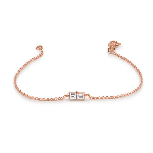 Baguette Cut Natural Diamond 14k Solid Gold Bracelet  customdiamjewel 10 KT Solid Gold Rose Gold VVS-EF