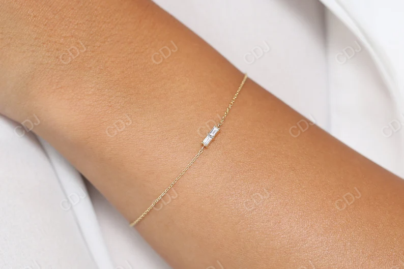 Dainty Two Baguette Natural Diamond Bracelet  customdiamjewel   