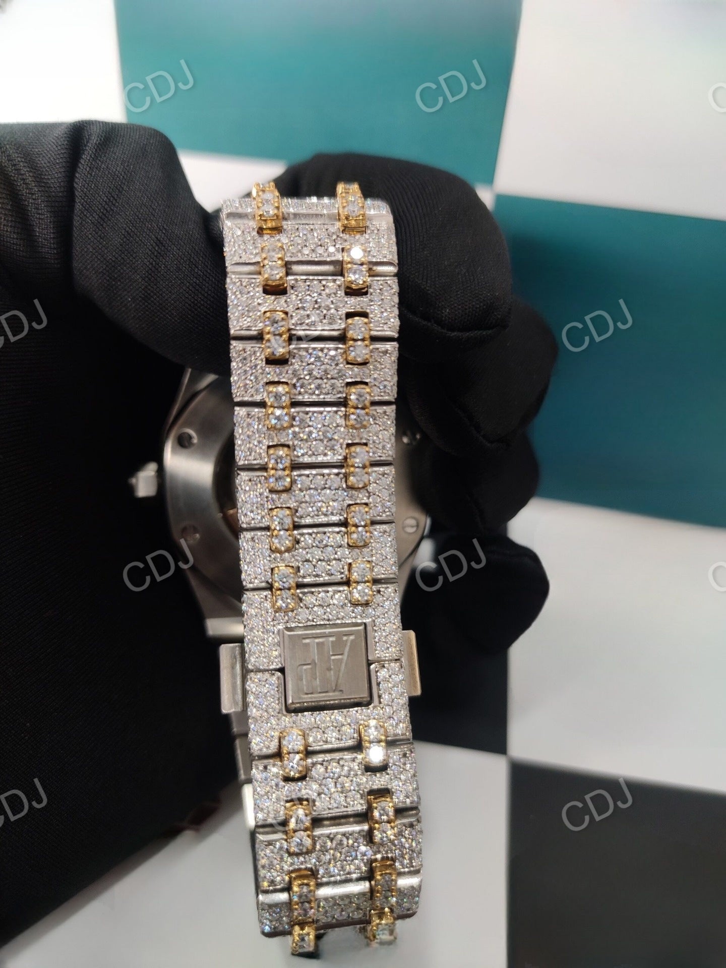 Yellow Gold Pelted Waterproof Diamond Watch (30 to 32 CTW Approx.)  customdiamjewel   