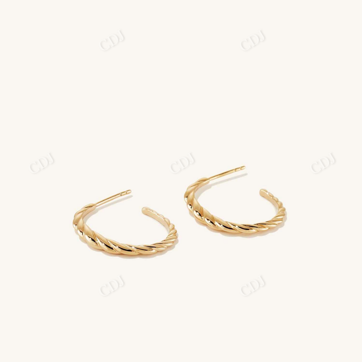 14K Yellow Gold Long Croissant Dome Medium Hoop Earrings  customdiamjewel   