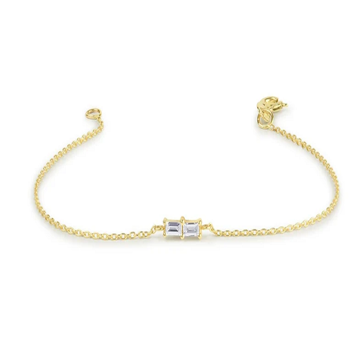 Baguette Cut Natural Diamond 14k Solid Gold Bracelet  customdiamjewel 10 KT Solid Gold Yellow Gold VVS-EF