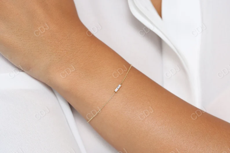 Dainty Two Baguette Natural Diamond Bracelet  customdiamjewel   