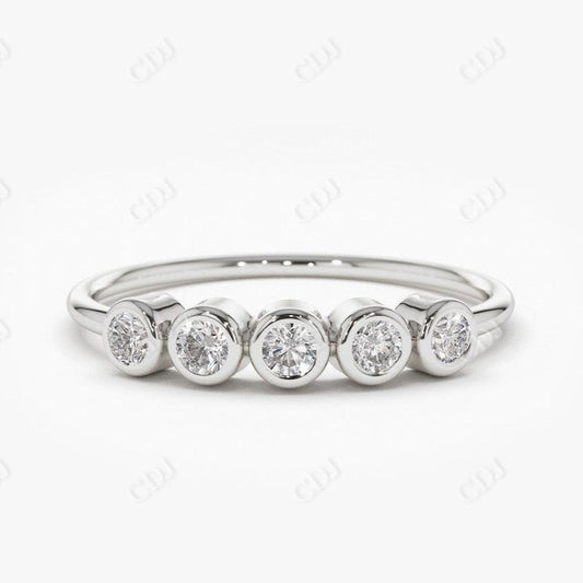 0.14CTW Bezel Set Lab Grown Diamond Band For Wedding  customdiamjewel 10KT White Gold VVS-EF