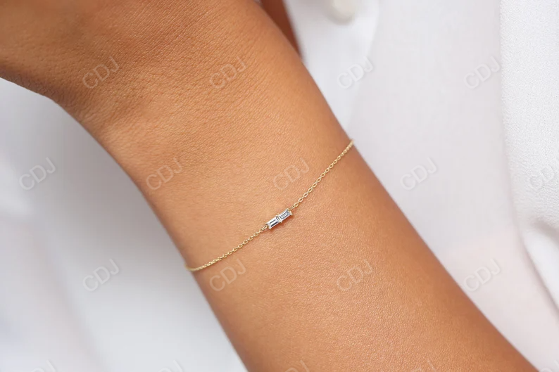 Baguette Cut Natural Diamond 14k Solid Gold Bracelet  customdiamjewel   