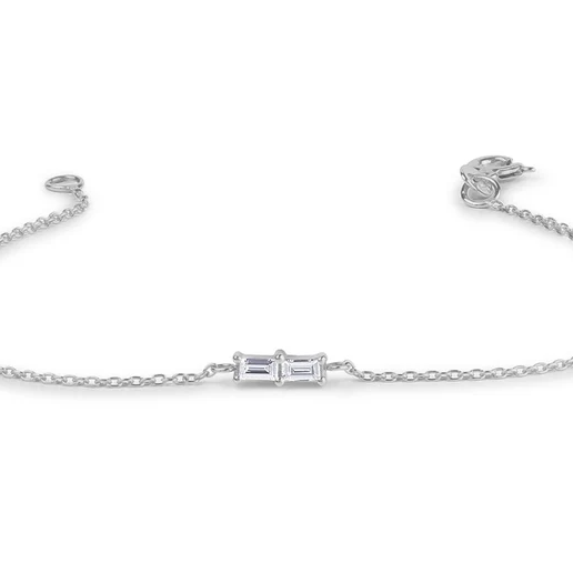 Dainty Two Baguette Natural Diamond Bracelet  customdiamjewel 10 KT Solid Gold White Gold VVS-EF