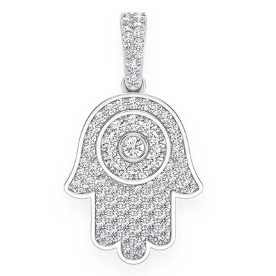 0.45CTW Diamond Hamsa Pendant  customdiamjewel   