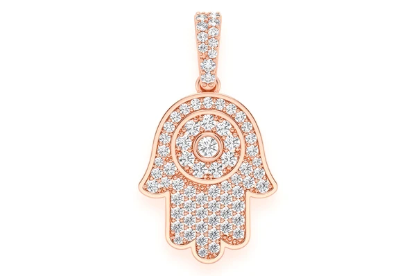 0.45CTW Diamond Hamsa Pendant  customdiamjewel   