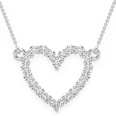 Round single line Diamond Heart Love Necklace  customdiamjewel   