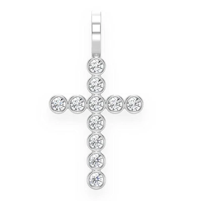 0.35CTW Bezel Set Cross Diamond Pendant  customdiamjewel   