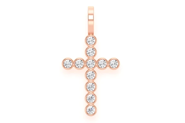 0.35CTW Bezel Set Cross Diamond Pendant  customdiamjewel   