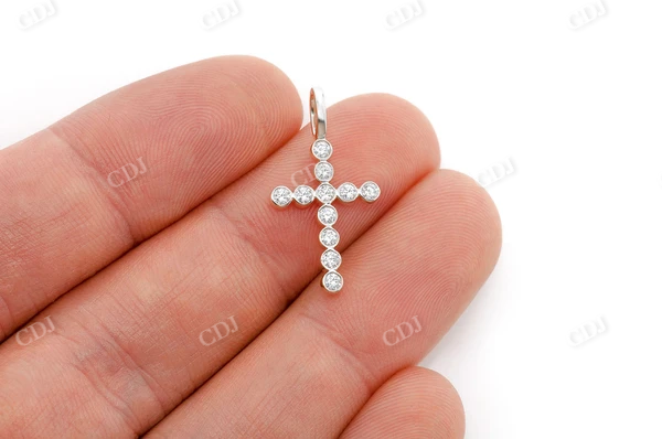 0.35CTW Bezel Set Cross Diamond Pendant  customdiamjewel   