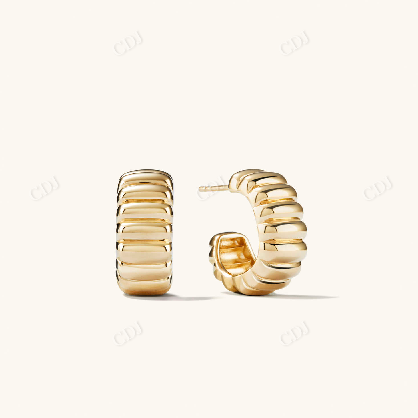 Chunky Bold Charlotte Hoop Earrings For Women  customdiamjewel 10 KT Solid Gold Yellow Gold 