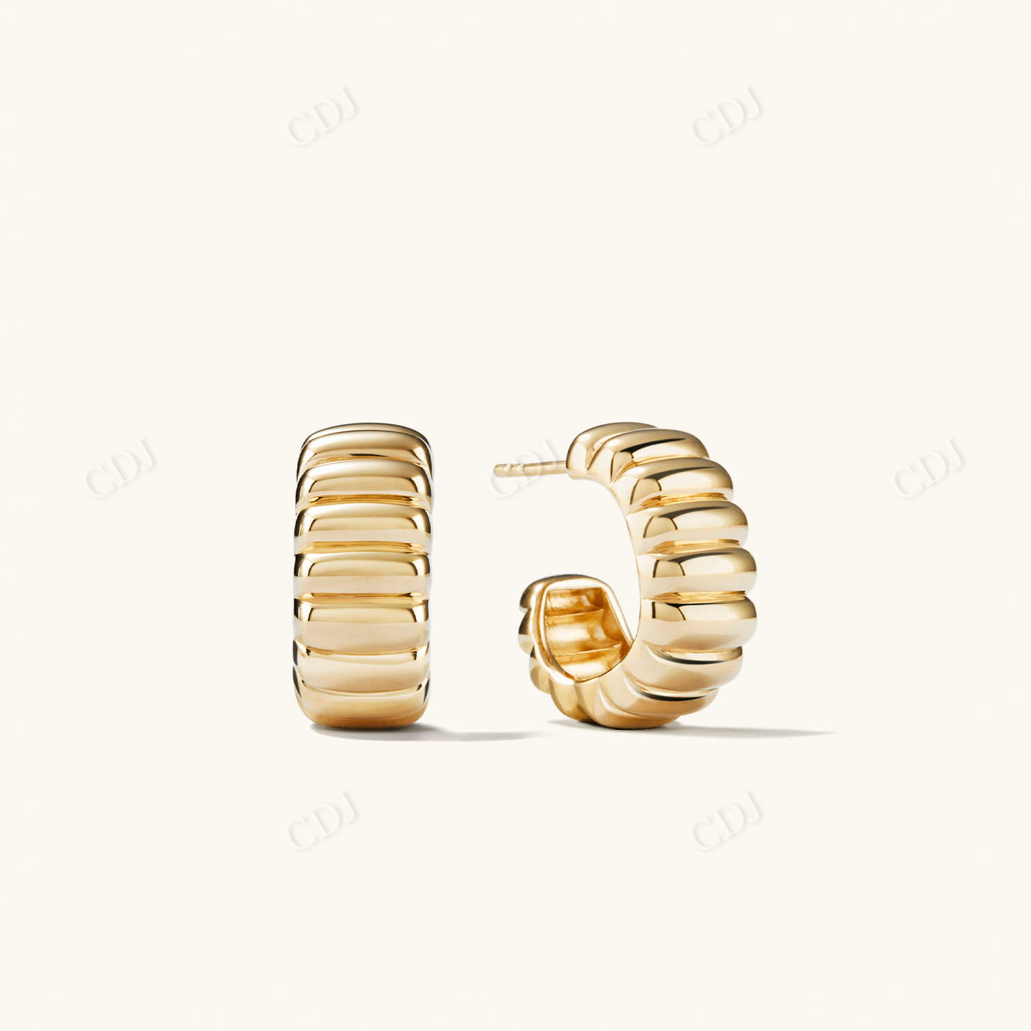 18K Solid Gold Thick Bold Hoop Earrings  customdiamjewel Sterling Silver Yellow Gold 