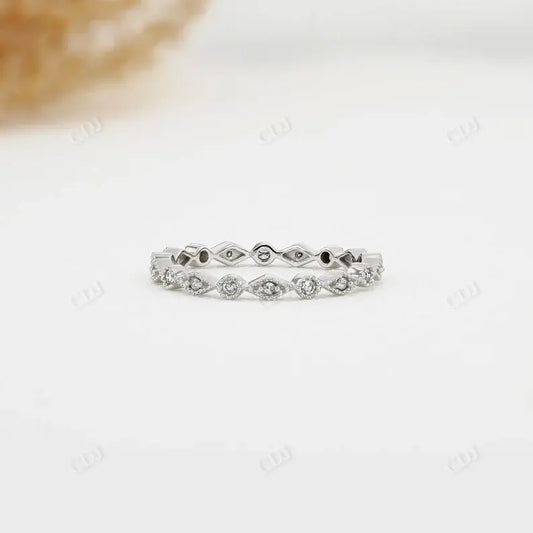 0.14CTW Natural Diamond Art Deco Eternity Minimalist Stack Ring  customdiamjewel 10KT White Gold VVS-EF