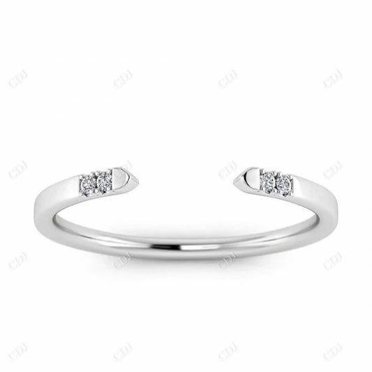 0.05CTW Round Lab Grown Diamond Cuff Wedding Band  customdiamjewel 10KT White Gold VVS-EF