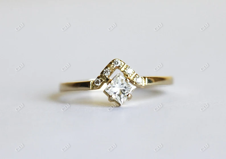 0.25CT Princess Cut V Shape Minimalist Wedding Ring  customdiamjewel   