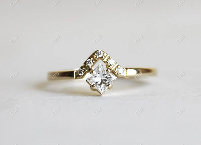 0.25CT Princess Cut V Shape Minimalist Wedding Ring  customdiamjewel   