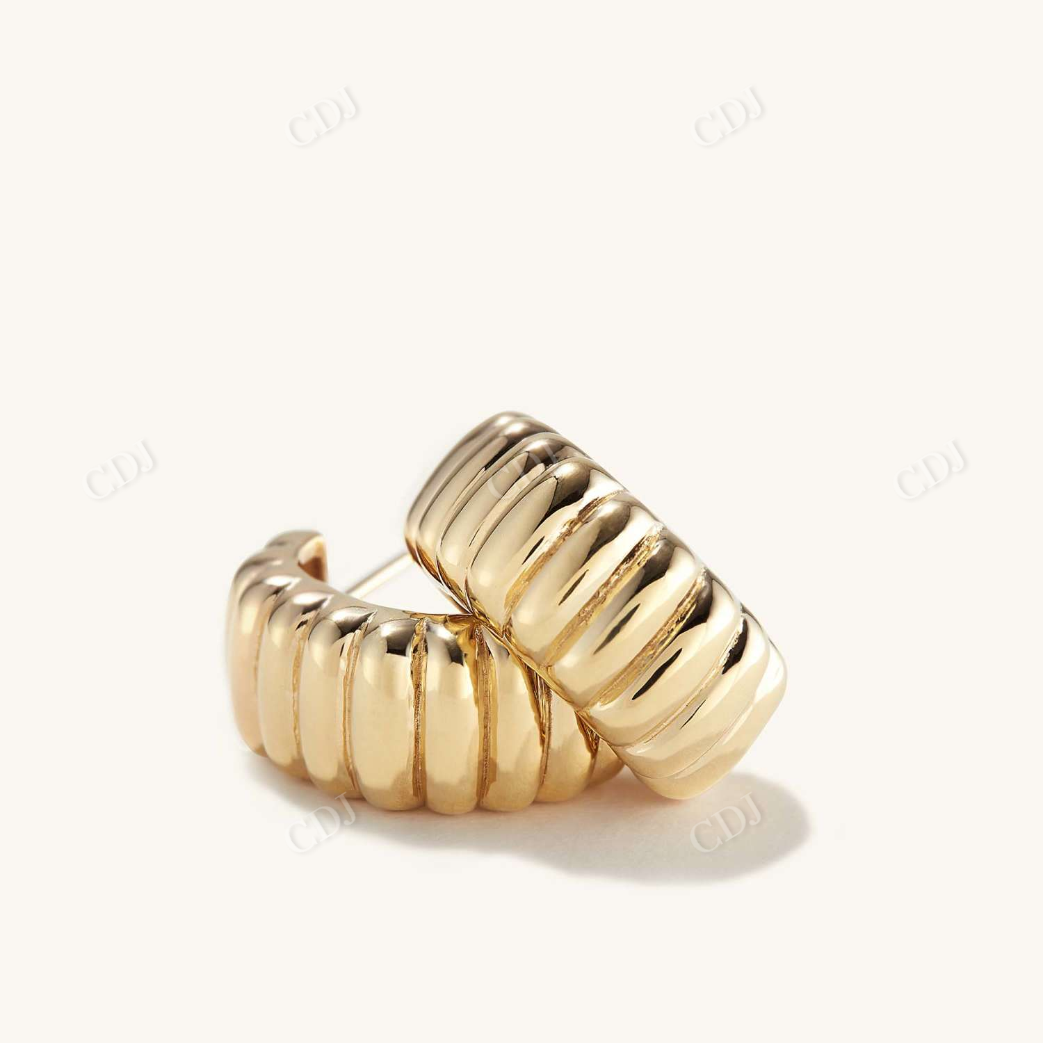 18K Solid Gold Thick Bold Hoop Earrings  customdiamjewel   