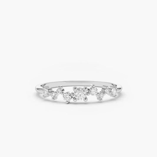 0.23CTW Round Cut Cluster Wedding Band  customdiamjewel 10KT White Gold VVS-EF