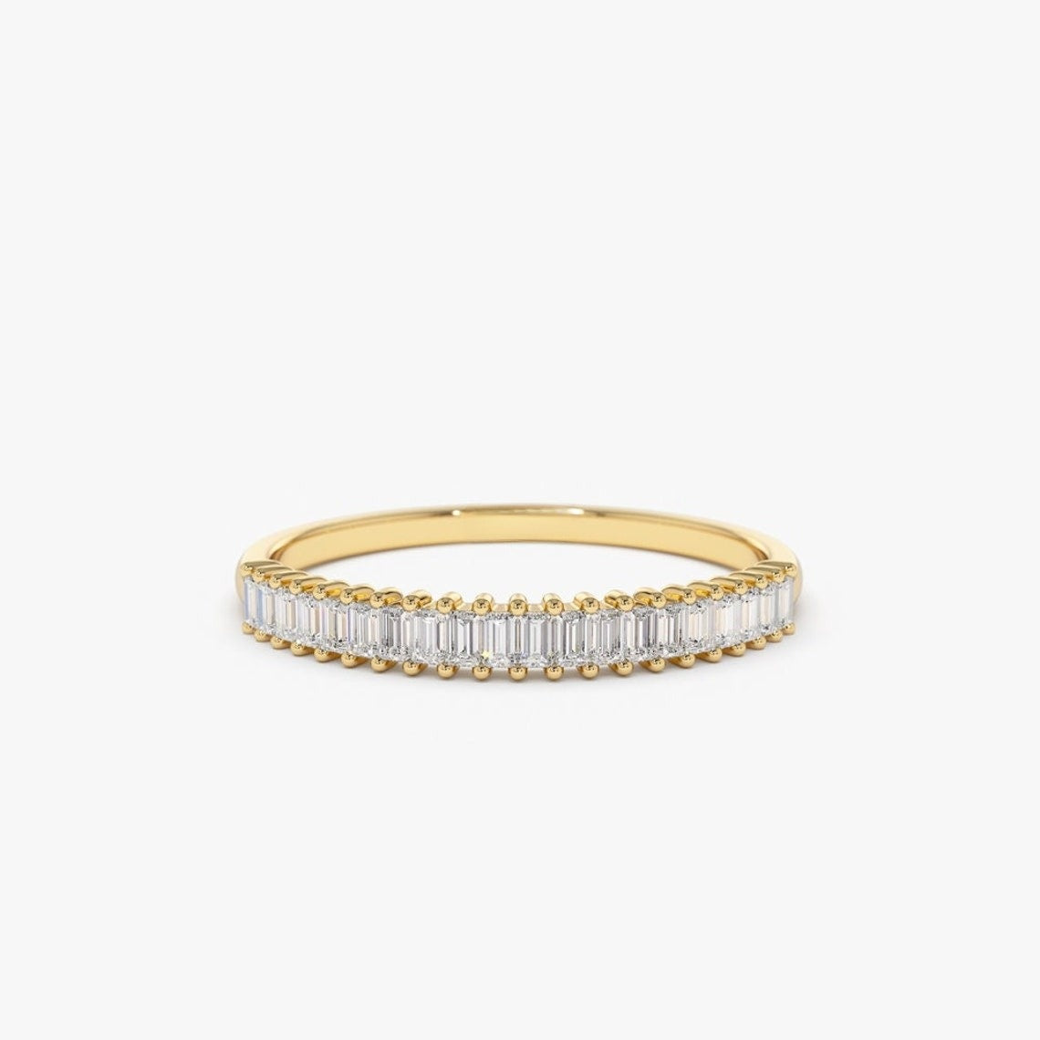 0.22CTW Baguette Cut Natural Diamond Stackable Wedding Band  customdiamjewel 10KT Yellow Gold VVS-EF