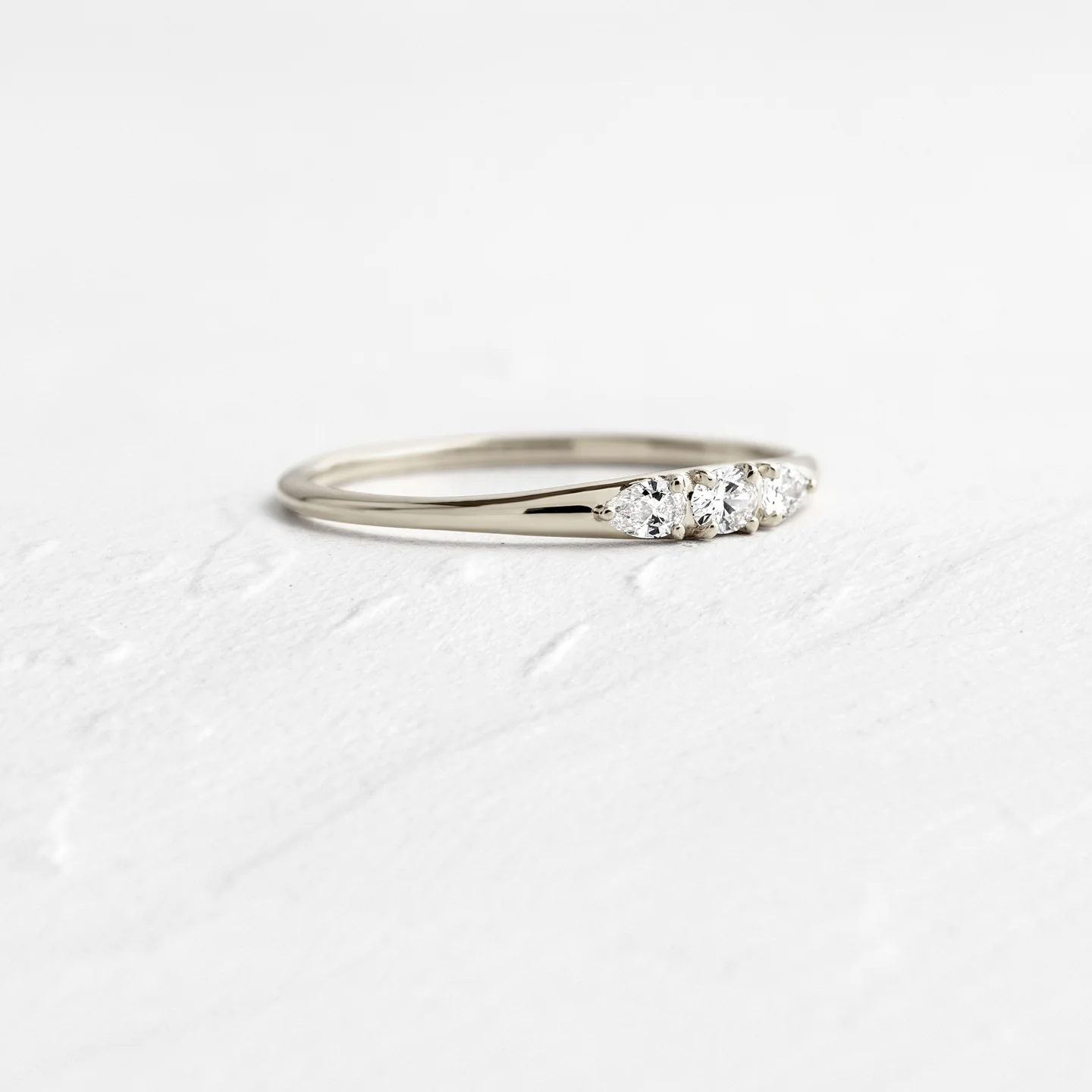 Dainty Three Stone Lab Grown Diamond Wedding Band  customdiamjewel   