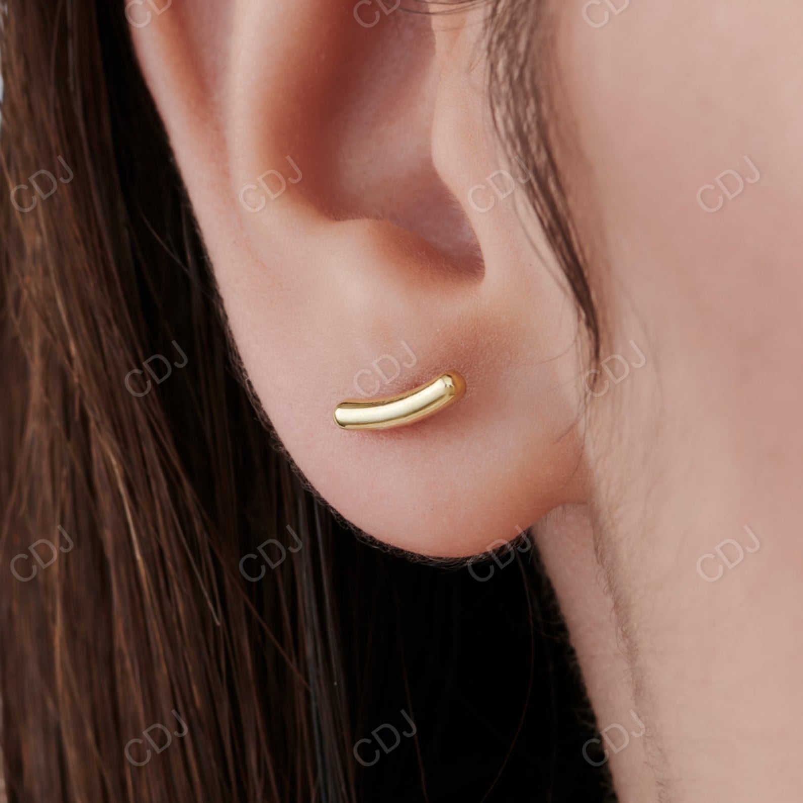 Simple Plain Natural Diamond Gold Earring  customdiamjewel   