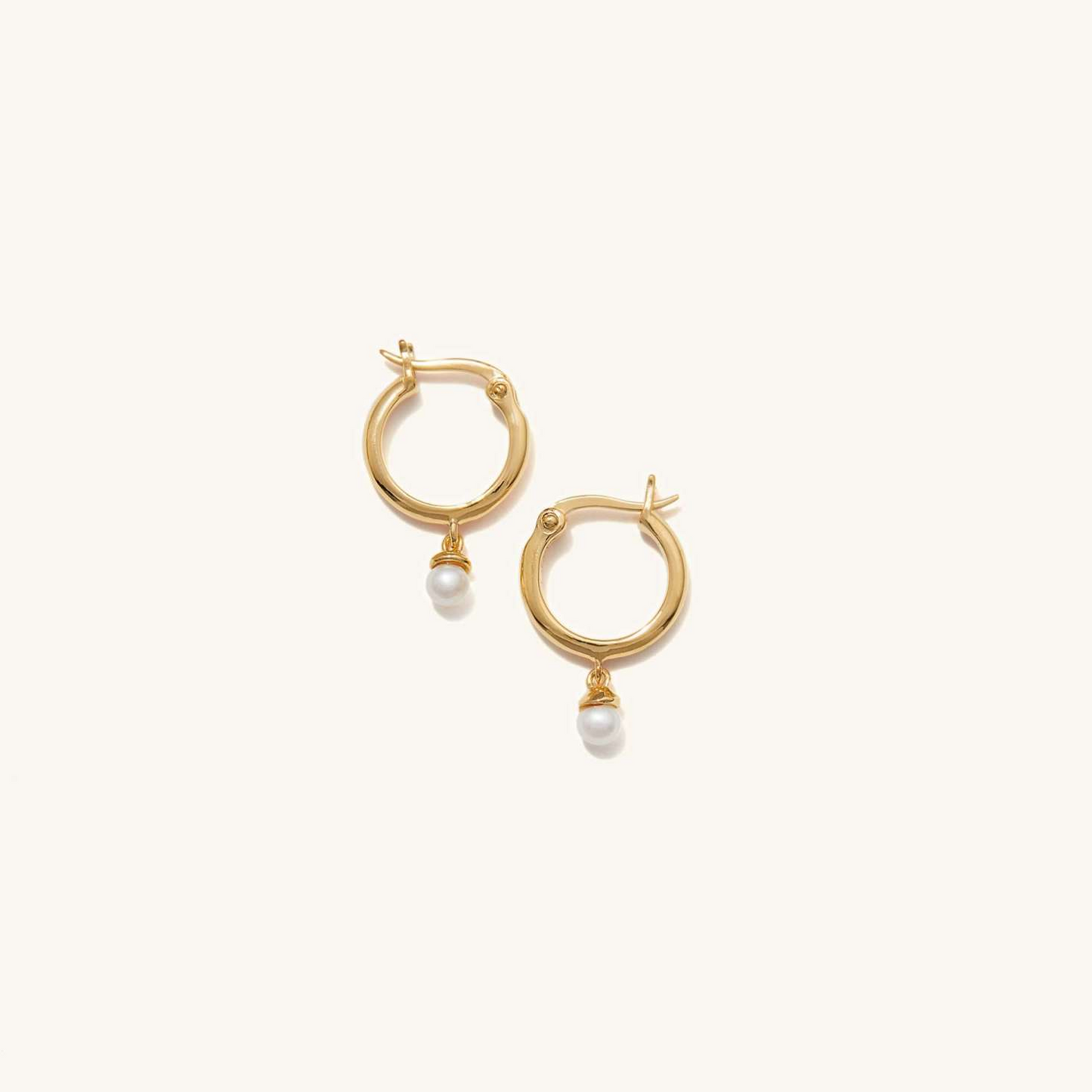 Simple Single Pearl 14K Yellow Gold Hoops Earrings  customdiamjewel Sterling Silver Yellow Gold VVS-EF