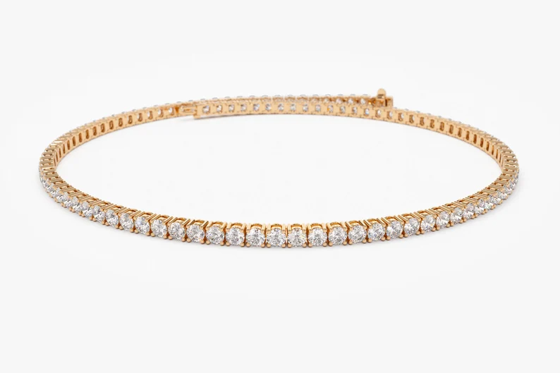 14k Gold Prong Setting 2.50CTW Diamond Tennis Bracelet  customdiamjewel 10 KT Solid Gold Rose Gold VVS-EF