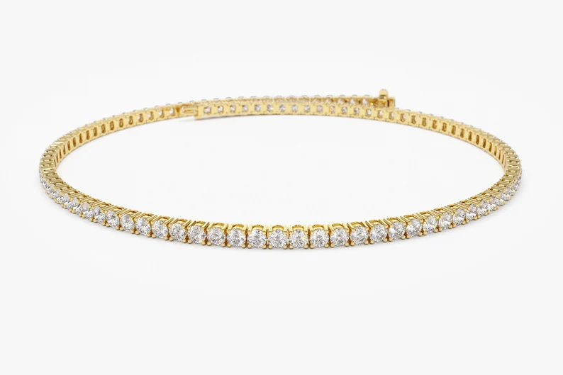 14k Gold Prong Setting 2.50CTW Diamond Tennis Bracelet  customdiamjewel 10 KT Solid Gold Yellow Gold VVS-EF