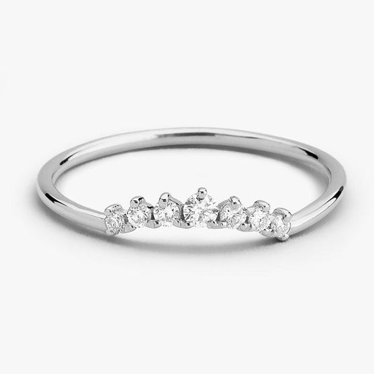 0.15CTW Natural Diamond Curved Shaped Wishbone Band  customdiamjewel 10KT White Gold VVS-EF