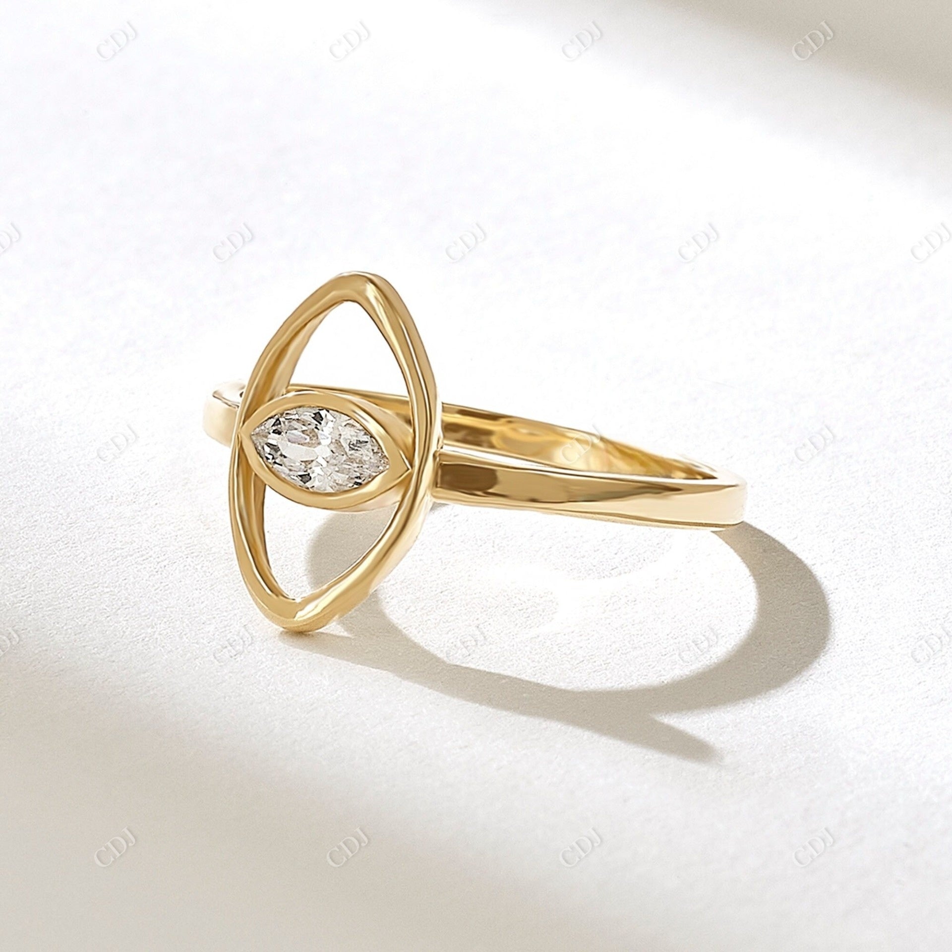 0.18CTW Marquise Lab Grown Diamond Evil Eye Ring  customdiamjewel 10KT Yellow Gold VVS-EF