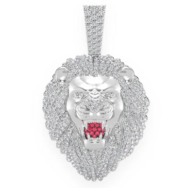 3.20CTW Cluster Roaring Lion Head Pendant  customdiamjewel   