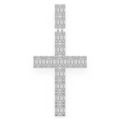 5.00CTW Baguette Diamond Royal Cross Pendant  customdiamjewel   