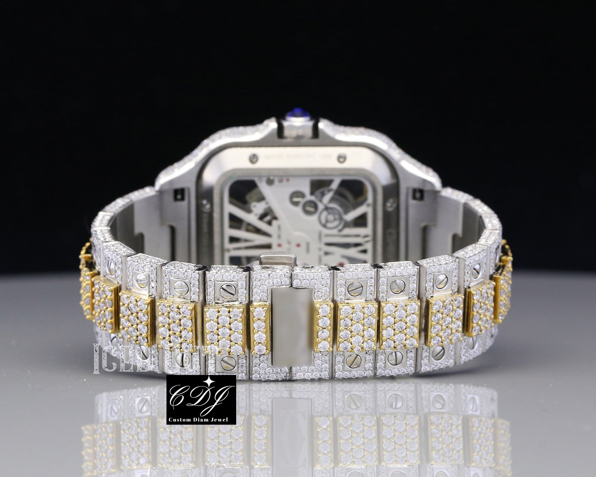 Hip Hop Two Tone Cartier Diamond Watch (29CT Approx)  customdiamjewel   