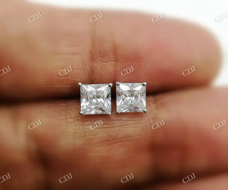 1.0CT Moissanite Princess Cut Stud Earrings  customdiamjewel   