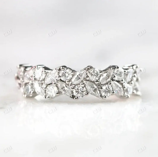 1.30CTW Marquise And Round Cluster Diamond Wedding Band  customdiamjewel 10KT White Gold VVS-EF