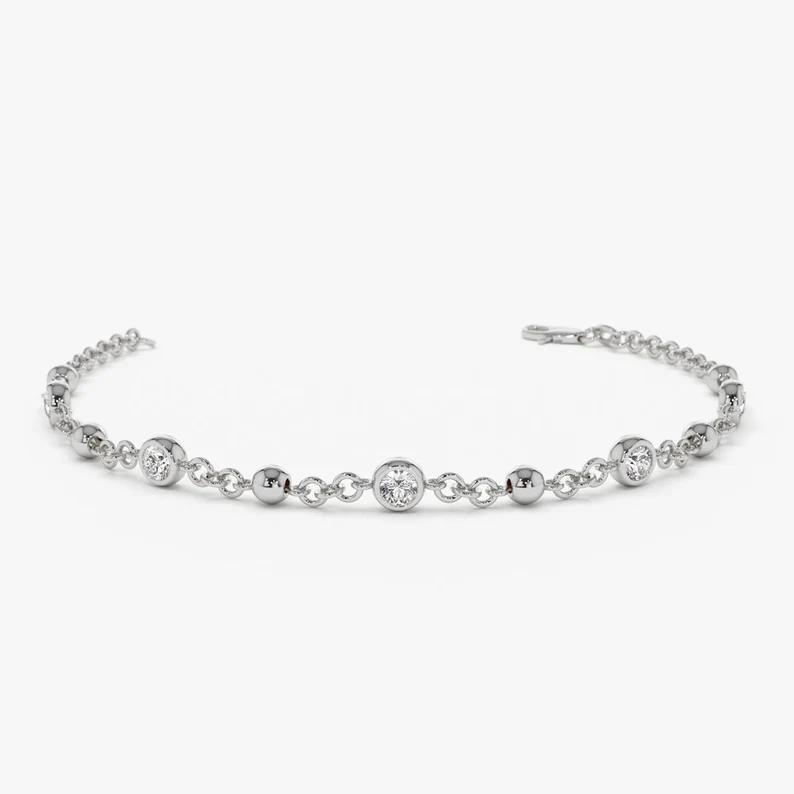 0.50ctw Bead Lab Grown Diamond Statement Bracelet  customdiamjewel   