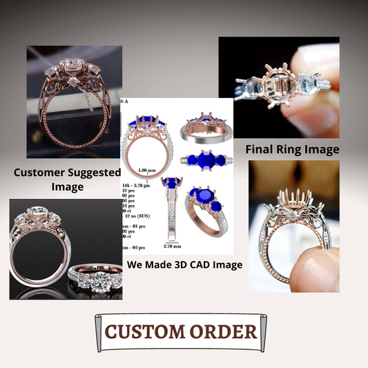 White Gold Semi Mount Ring And Side Diamond Round Cut Colorless Moissanite Ring  customdiamjewel   