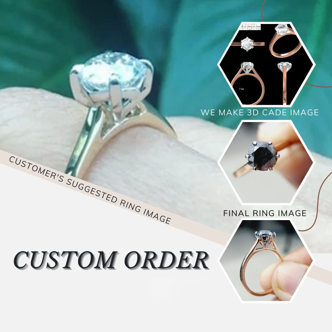 Solitaire Black Salt And Pepper Moissanite Ring  customdiamjewel   