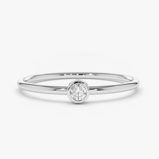 0.05CTW Single Lab Grown Diamond Solitaire Wedding Band  customdiamjewel 10KT White Gold VVS-EF