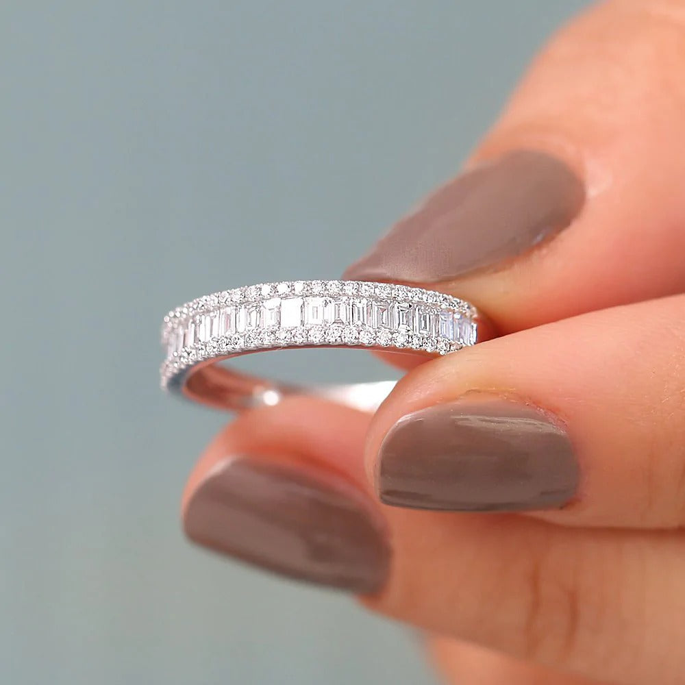 0.75CTW Baguette and Round Cut Diamond Wedding Band  customdiamjewel   