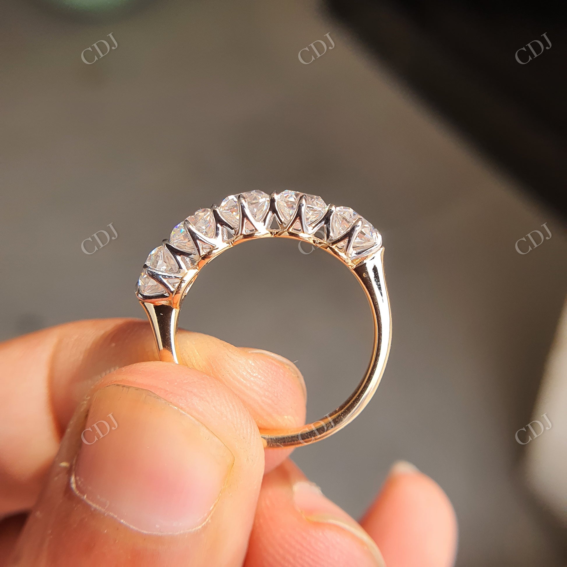 Pointy Prong Old Mine Cushion Moissanite Wedding Band  customdiamjewel   