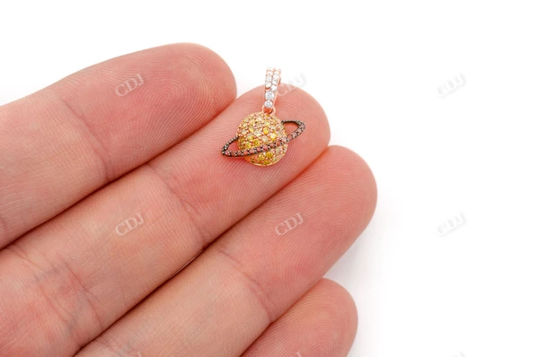 0.40CTW Yellow Planet Saturn Pendant  customdiamjewel   