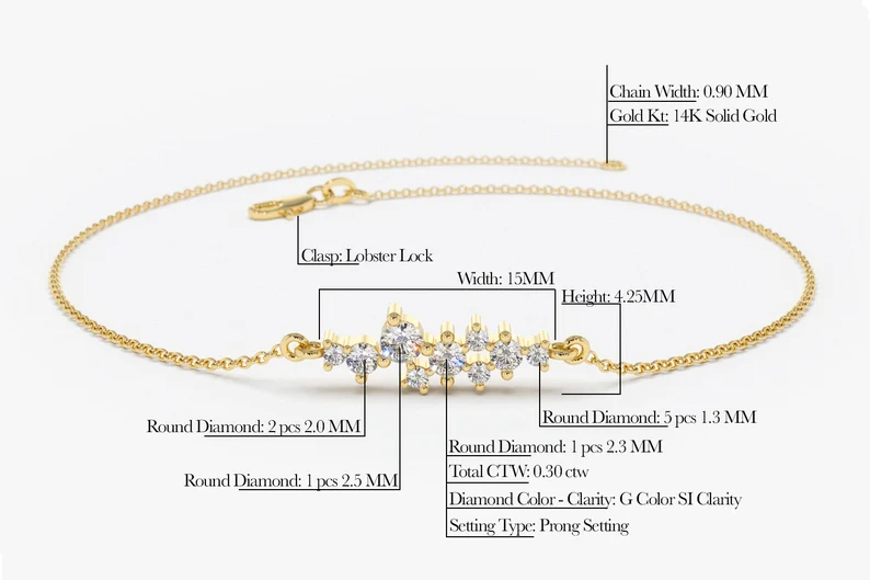 Unique Lab Grown Cluster Diamond Layering Bracelet  customdiamjewel   