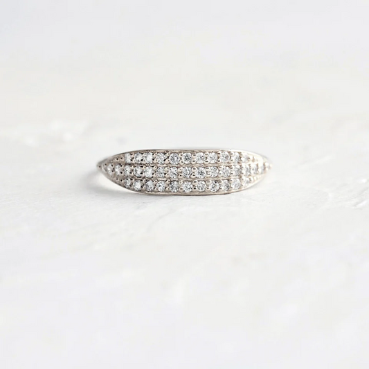 Round Cut Three Row Pave Lab Grown Diamond Wedding Band  customdiamjewel 10KT White Gold VVS-EF