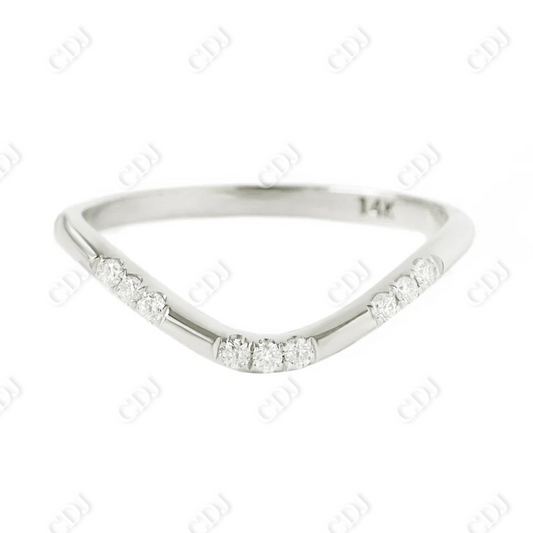 0.09CTW U Curved Classic Natural Diamond Wedding Band  customdiamjewel 10KT White Gold VVS-EF