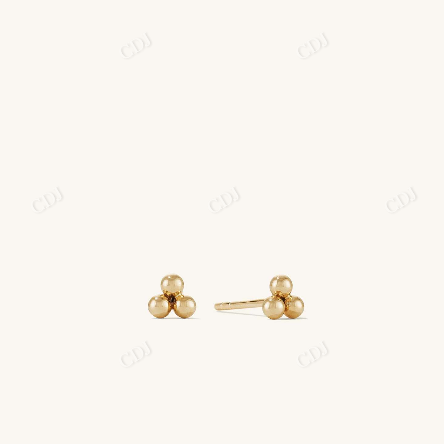 Three Spheres Cluster Stud Earrings  customdiamjewel 10 KT Solid Gold Yellow Gold 