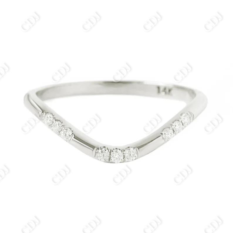 Trio Lab Grown Diamond Curved Wedding Band  customdiamjewel 10KT White Gold VVS-EF