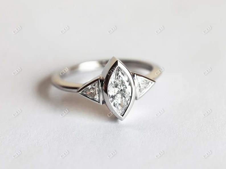 0.70ctw Three Stone Marquise Cut Moissanite Ring  customdiamjewel   