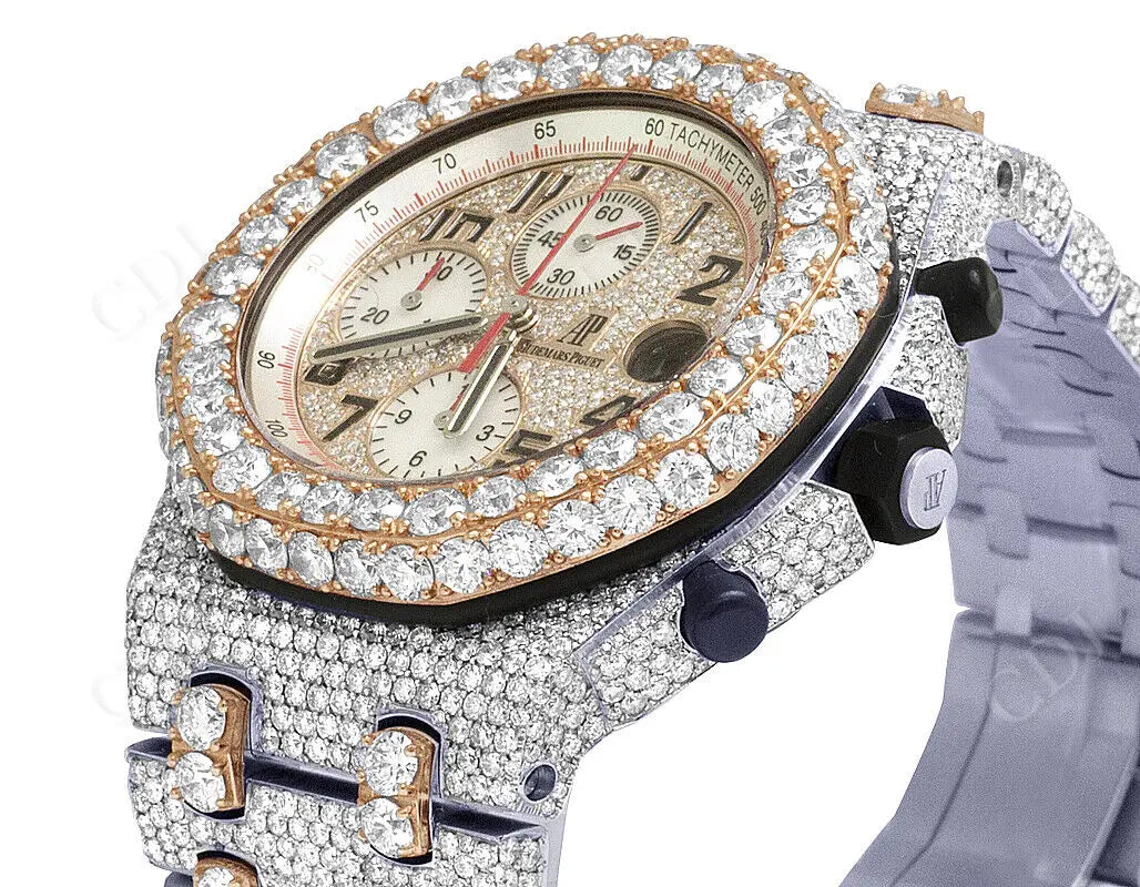 Rose Gold 39.35 CTW Ice Out Real Diamond Watch  customdiamjewel   